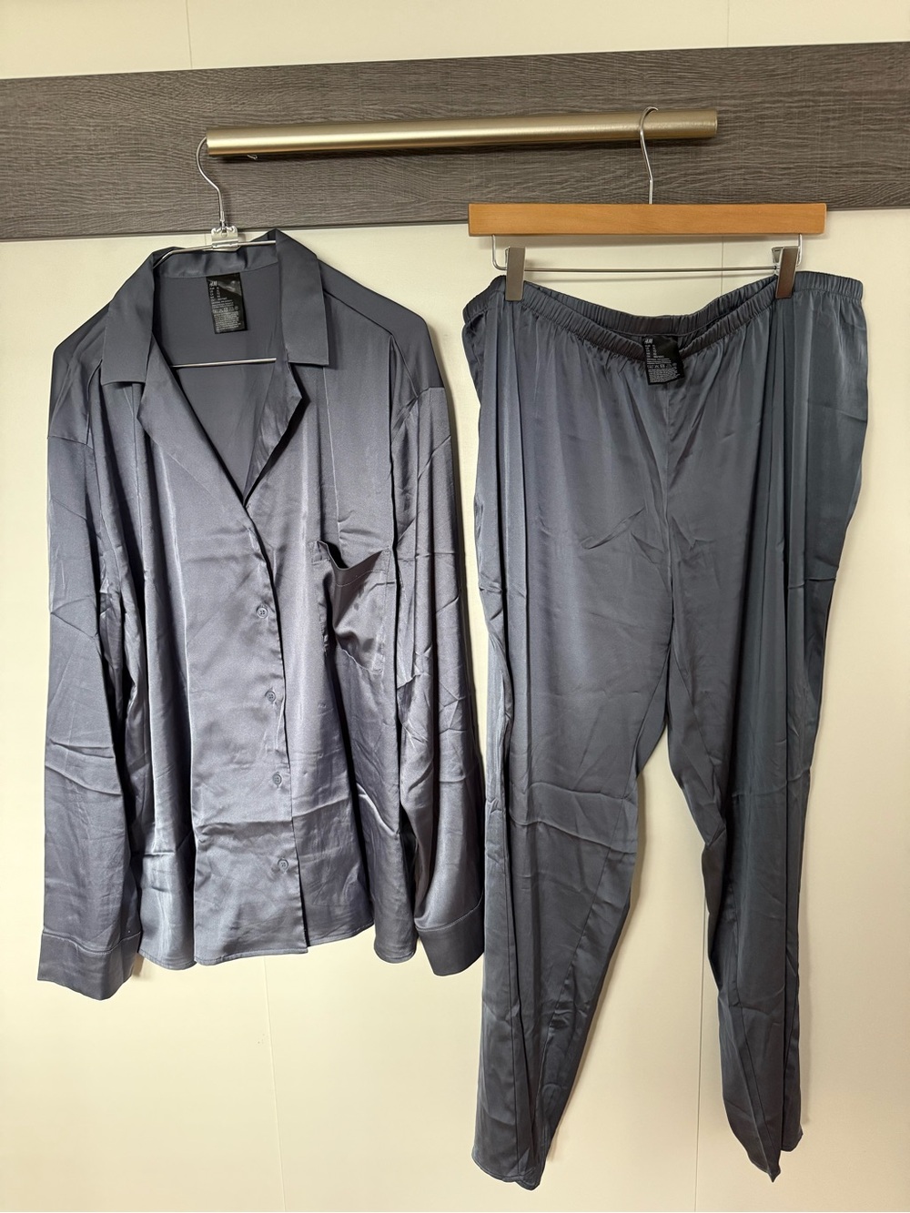 H&M Slate Blue Satin Pajama Set